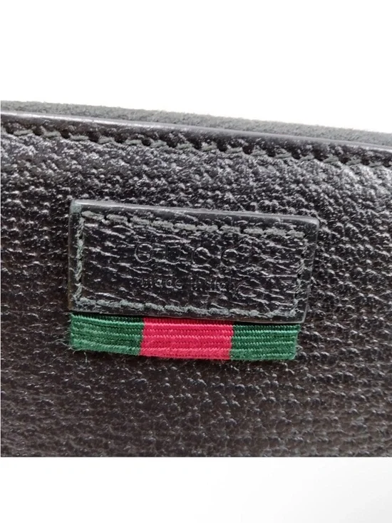 Gucci Agora Web Black Leather Long Zippy Wallet with Red & Green Sherry Line - Picture 6 of 15